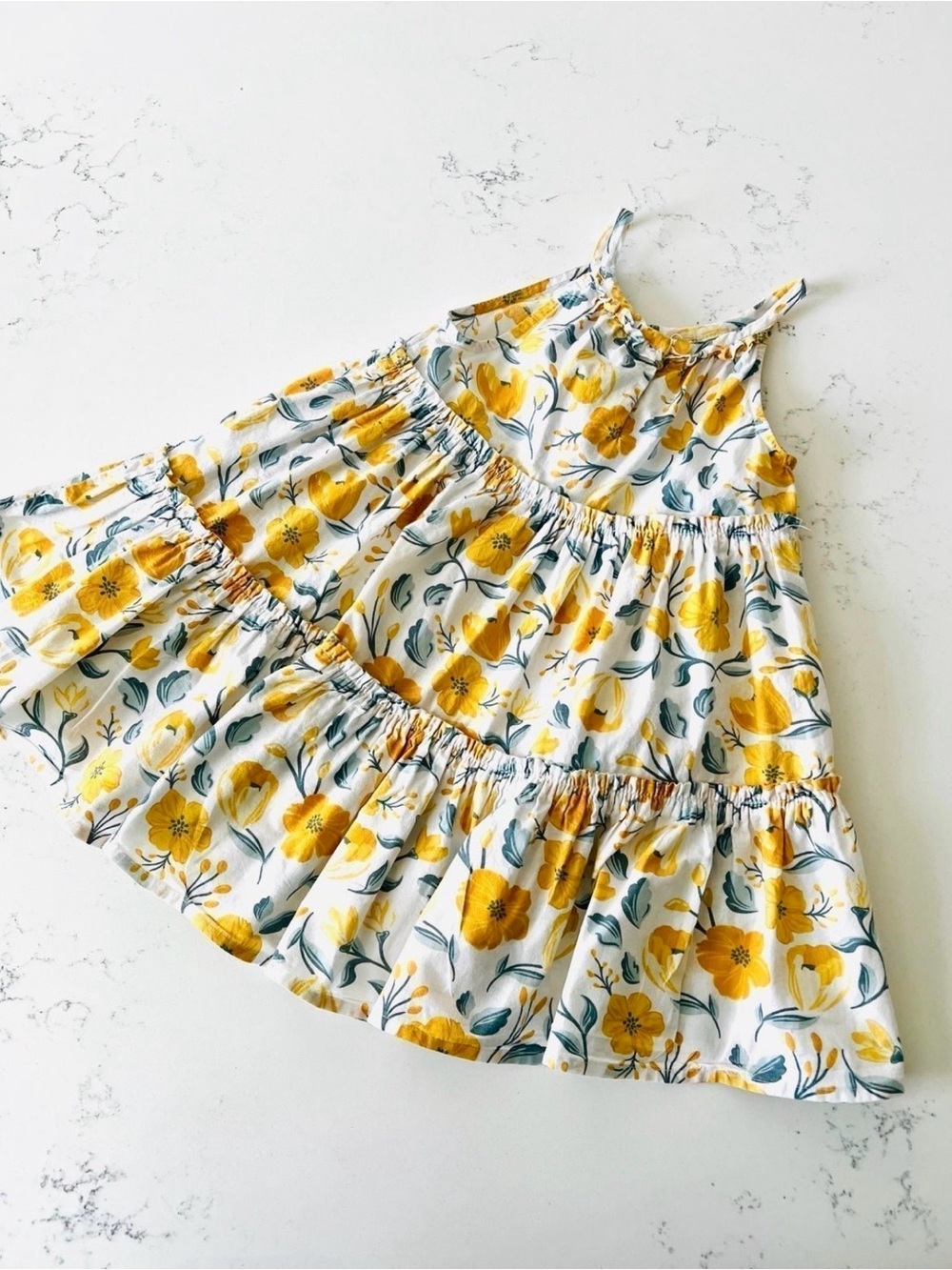 C&C California Kids Yellow Floral Tiered Dress Size 2T